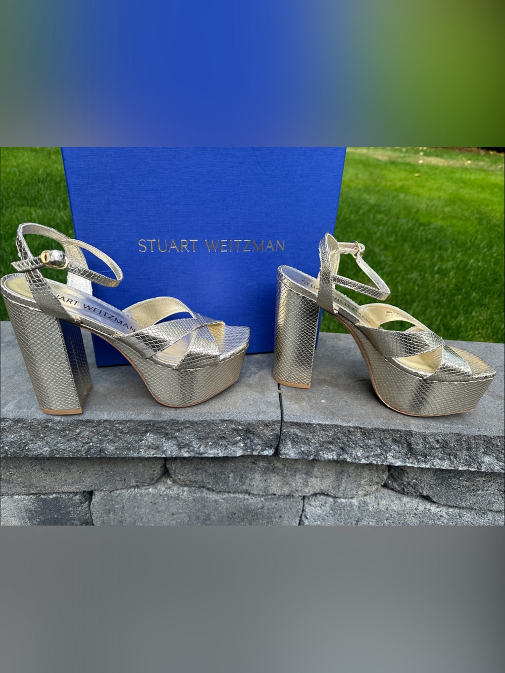 ✨Stuart Weitzman Dayna Metallic Platform Sandals – NEW IN BOX ✨